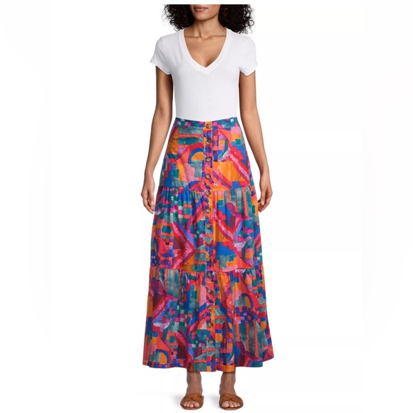 NWT Johnny Was Summer Daydream Poplin Tiered Maxi Skirt - Picture 5 of 9